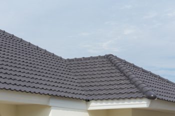 Black Tile Roof On A New House