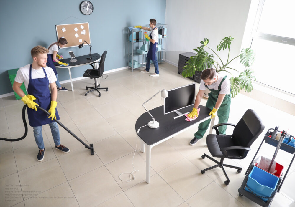 Team Of Janitors Cleaning Office
